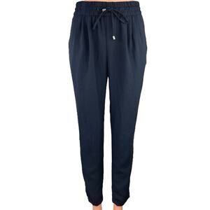 Zara Basic Black Elastic Waist Drawstring Tapered Leg Joggers Ankle Pants Sz XS